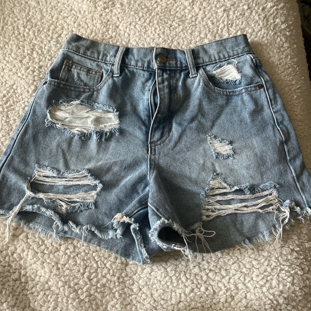 Distressed Denim Shorts